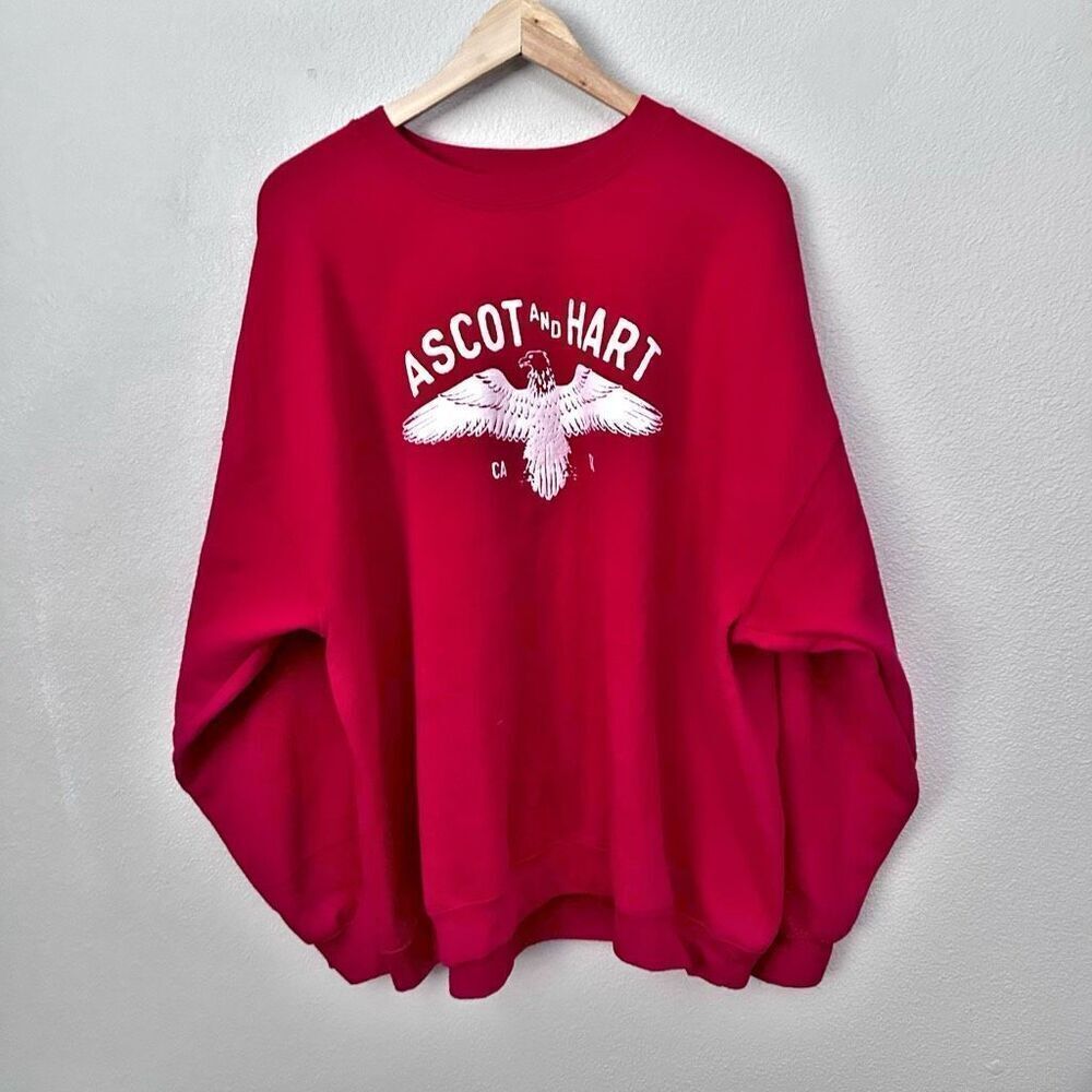 ASCOT +‎ HART Red Pullover Top Sweatshirt Long Sleeve Crewneck Crew Neck | 2X